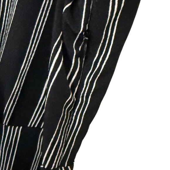 Who What Wear Black n White Striped Shirred Sleeves Dress - Size Small - Picture 9 of 9